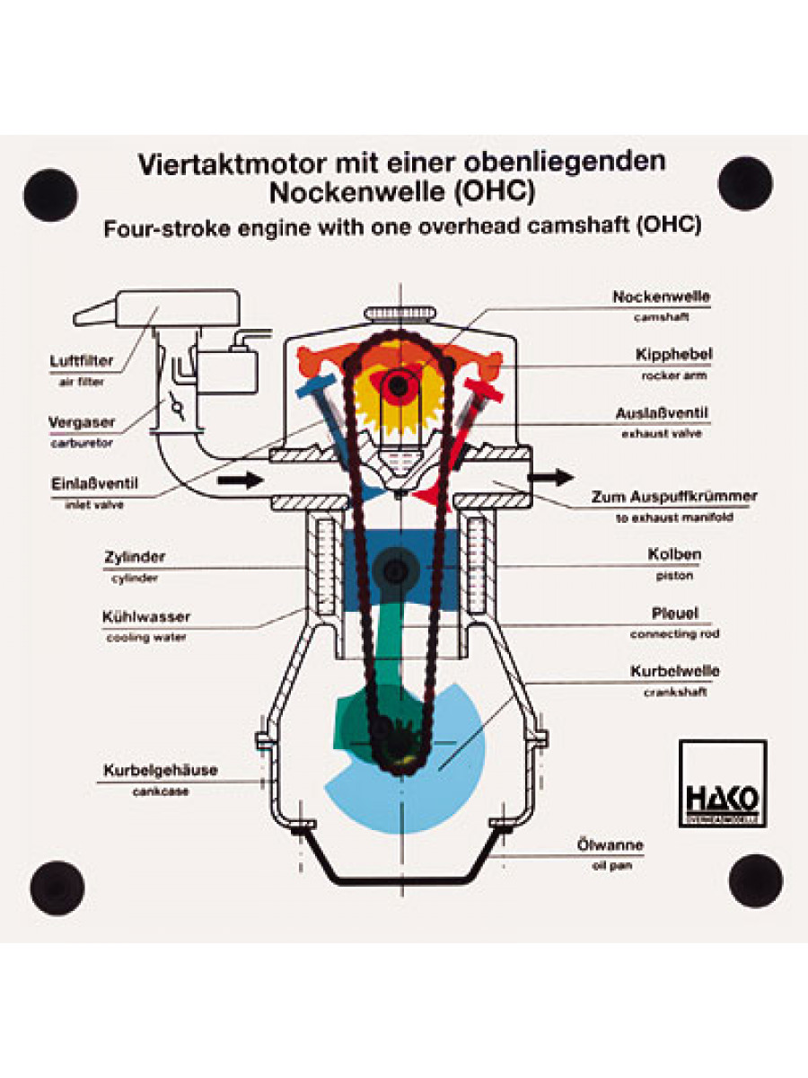 Viertaktmotor mit einer obenliegenden Nockenwelle